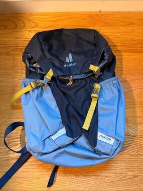 Deuter Junior Kids' Navy and Light Blue Backpack with Yellow Accents